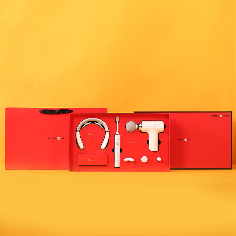 豹牌 按摩器套装 BP-T6 红色 颈椎按摩仪 电动牙 刷筋膜枪 组合