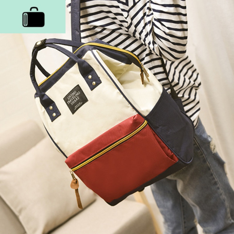 双肩包女日韩版新款潮流撞色男女旅行背包大容量学院风中学生书包NEWLAKE高清大图
