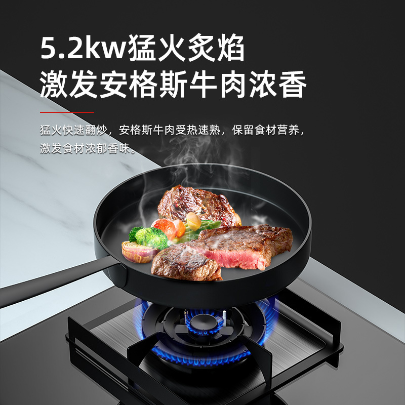 HOMSON法国汤姆逊家用台式嵌入式燃气灶具 5.2kW天然气大火力双眼灶 加厚钢化玻璃 一级能效 方灶圆灶 AZL2