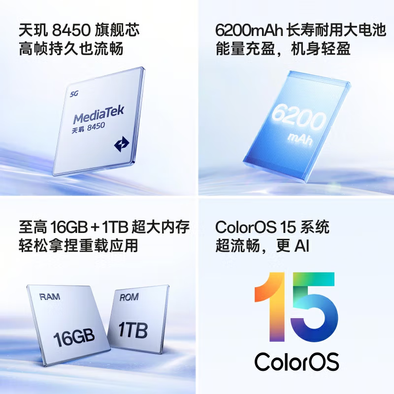 OPPO Reno14 Pro 16GB+1TB 礁石黑 天玑8450旗舰芯 5G智能 潜望式长焦 无线充电 防水防尘 NFC 红外遥控 AI手机高清大图