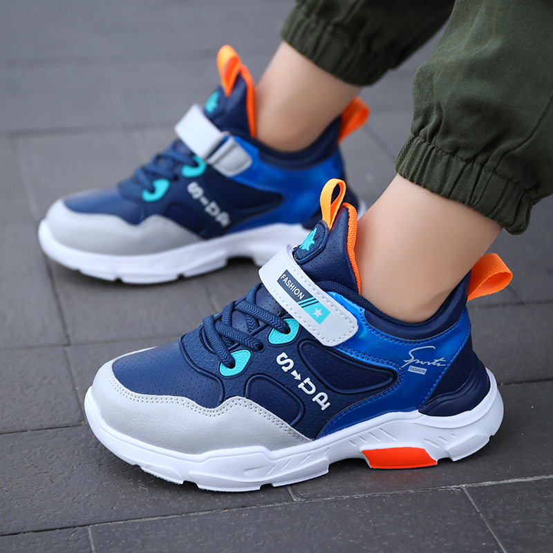能酷童鞋男童秋季休闲鞋6皮面儿童7防水运动鞋学生跑步鞋中大童315岁