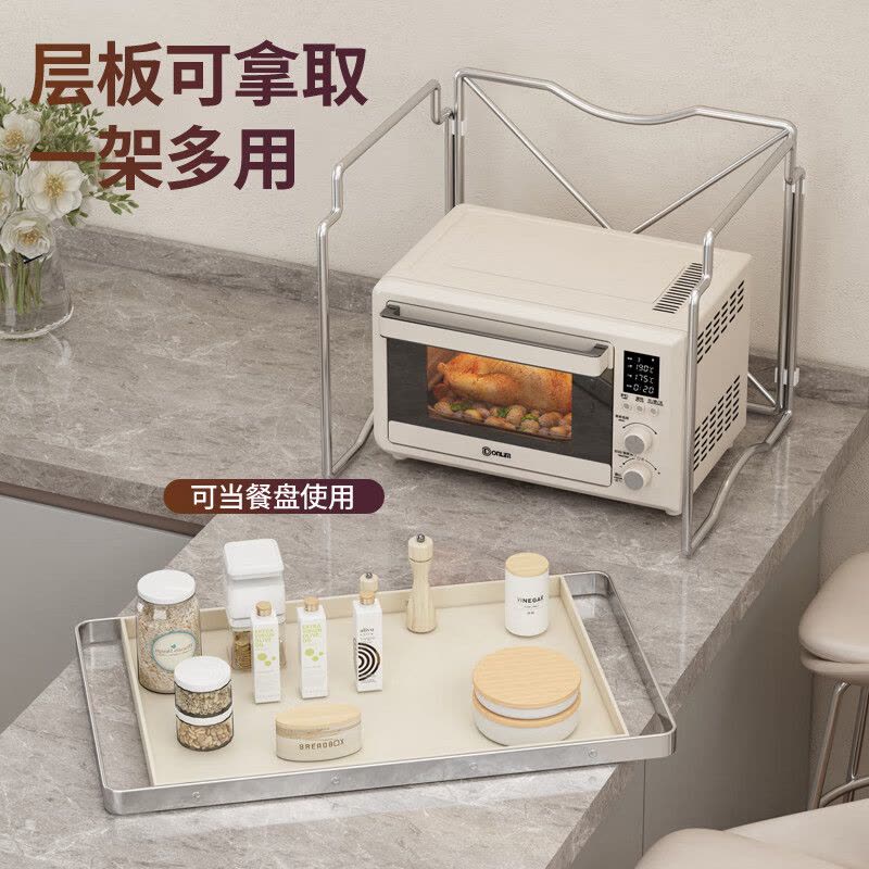 厨房置物架台面储物架双层烤箱ins微波炉架子桌面收纳架用品家用图片
