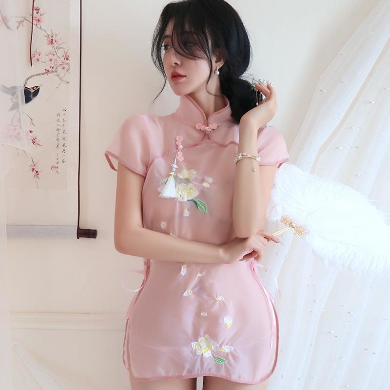 长夜漫漫情趣内衣性感免脱旗袍古风激情诱惑床上挑逗战袍睡衣1814AxbZWc高清大图