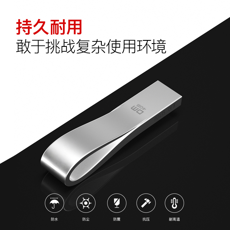 DM 4GB USB2.0 U盘 PD136标签系列 银色 招标投标小容量u盘 电脑车载优盘10个/盒