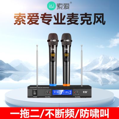 索爱(soaiy) WK2 无线麦克风双话筒专业手持KTV唱歌演出舞台K歌会议通用家庭麦克风 一拖二