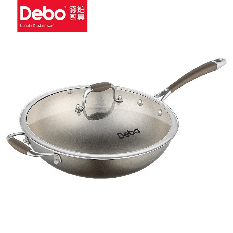 德铂(Debo) DEP-881 德罗拉不粘锅铁锅平底锅纯钛4.5L通用炉炒锅30cm高清大图