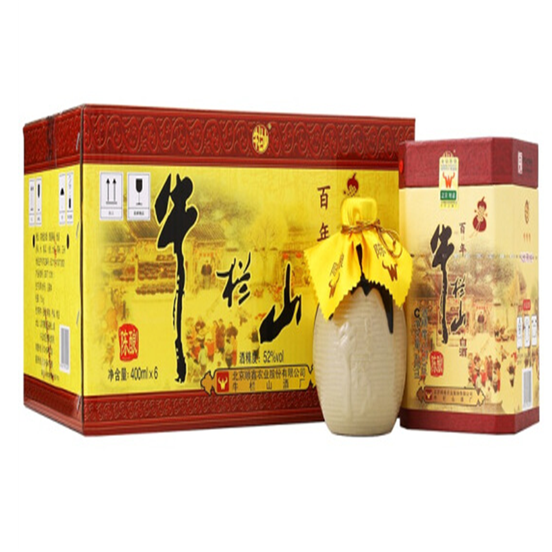 牛栏山二锅头百年陈酿三牛52度400ml6瓶高度白酒整箱装包邮