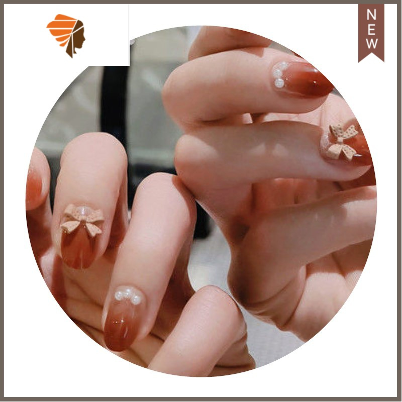 指甲贴片美甲成品网红新款可拆卸穿戴美甲带钻法式长款假指甲片三维