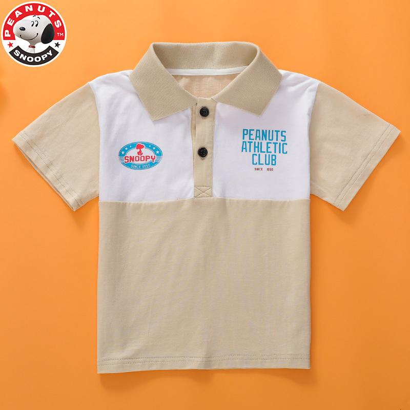 史努比(SNOOPY)儿童拼色polo衫短袖纯棉翻领t恤夏季女童中小童半袖体L009