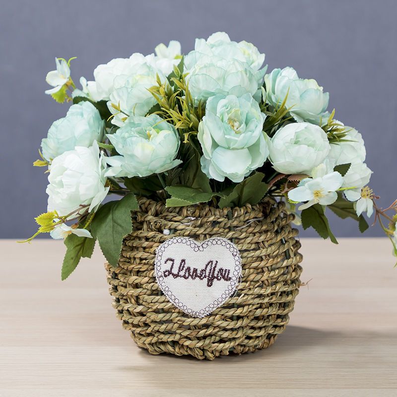 室内客厅仿真假花装饰客厅干花摆设餐桌塑料绢花室内家居花束摆件2蓝