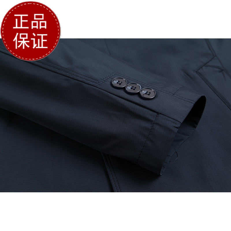 专柜品质 高端新款春秋男装商务夹克衫男春秋中老年外套男薄款男士休闲宽松爸爸装潮流凉爽吸汗不贴身透气夹克男刺绣logo绣花高清大图