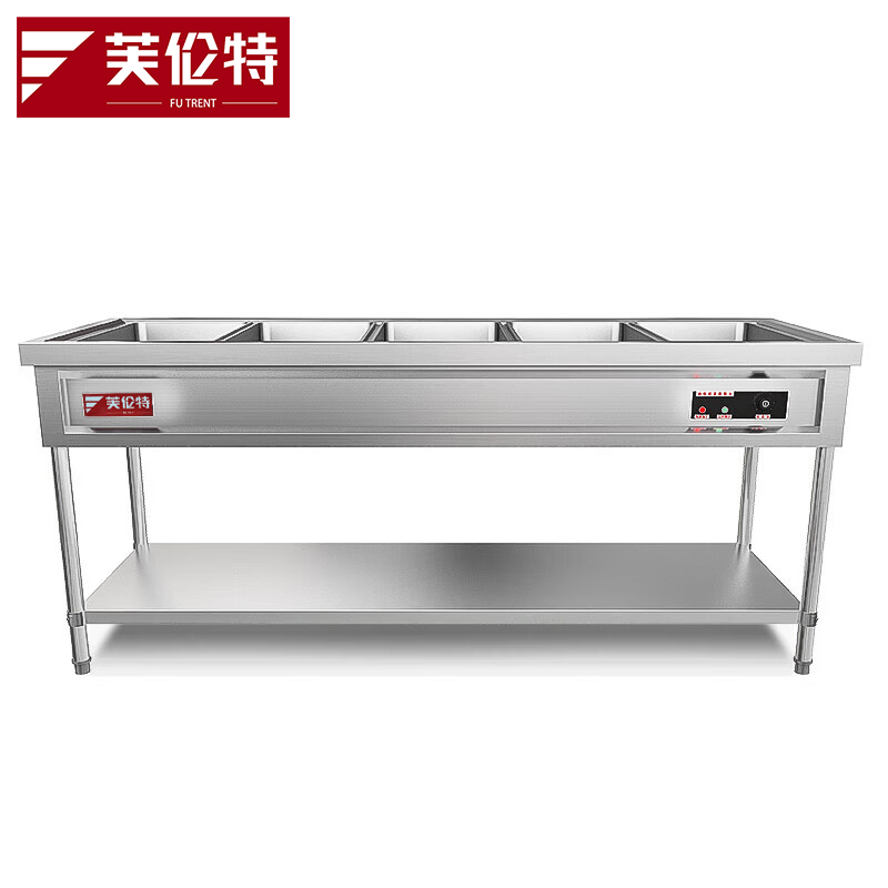 芙伦特商用保温售饭台不锈钢电热快餐保温台食堂打菜汤池餐车商用台式加热保温售饭台5格 FLT-BWSFT-0505