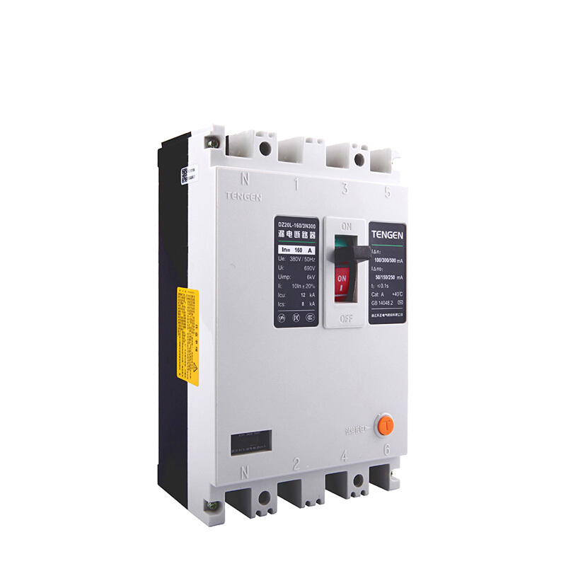 天正电气 DZ20L-160 12KA 热磁式160A 4P 手动固定式 380V 01020020461塑壳漏电断路器