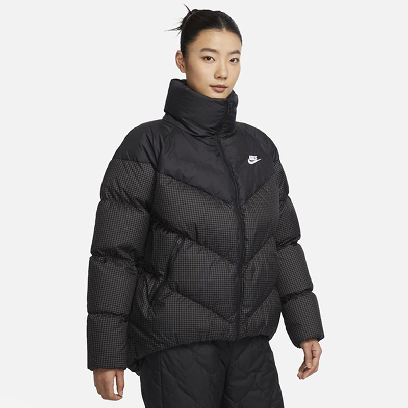 nike 纯色休闲立领羽绒服 女款 黑色 fd8212-010