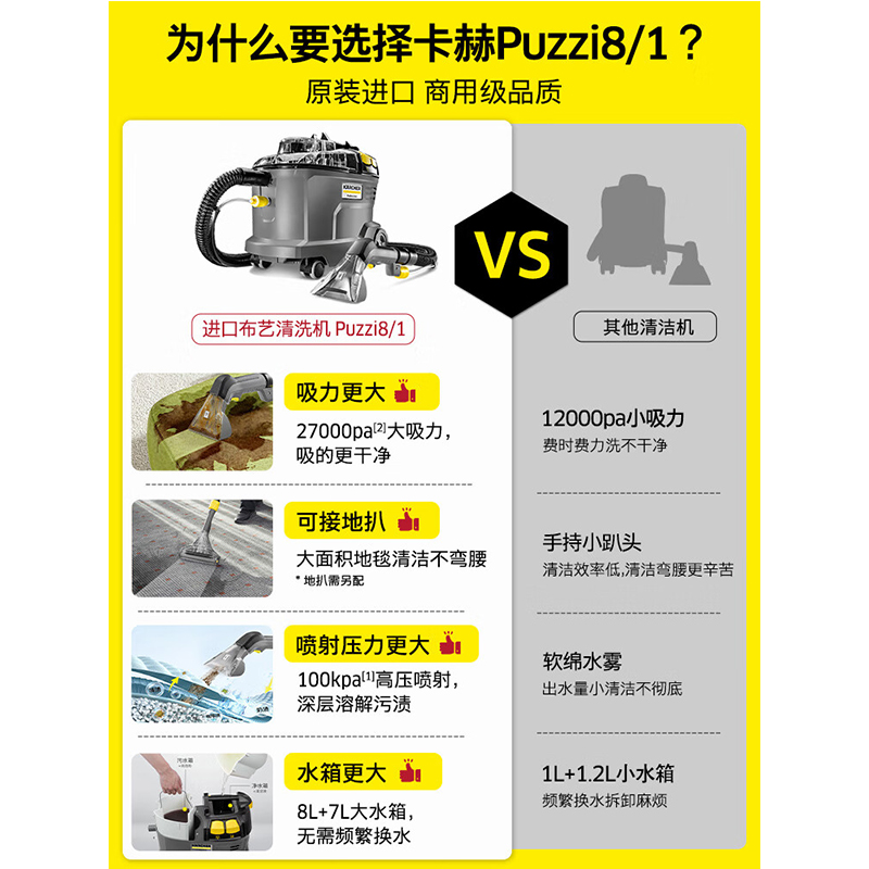 KARCHER德国卡赫 布艺沙发清洗机大吸力地毯多功能清洁机 原装进口puzzi8/1高清大图