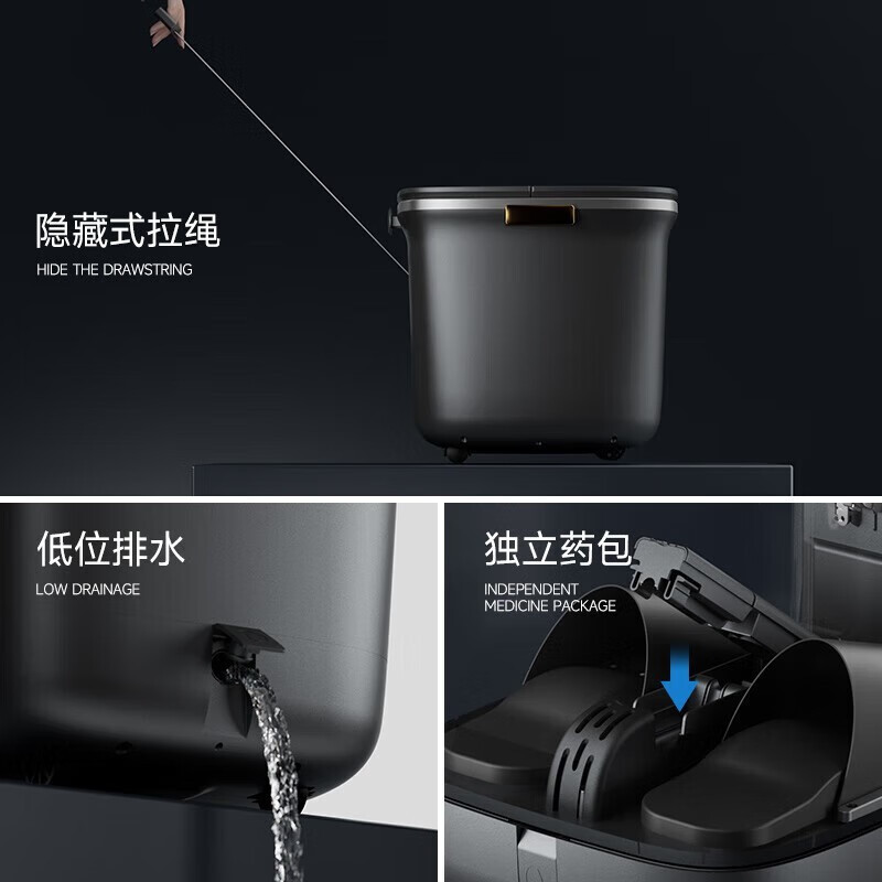 凯诗捷KASJ-K2-GREY足部按摩器泡脚桶足浴盆全自动按摩洗脚盆电动加热泡脚盆足浴桶 露华灰 1个(单位:个)