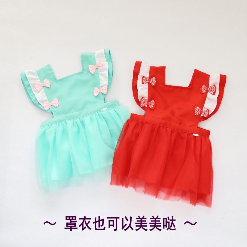 白雪款-不含袖套 90码,身高75-85CM 女童公主罩衣秋冬儿童反穿衣画画衣女宝宝吃饭衣防水婴儿围裙春秋