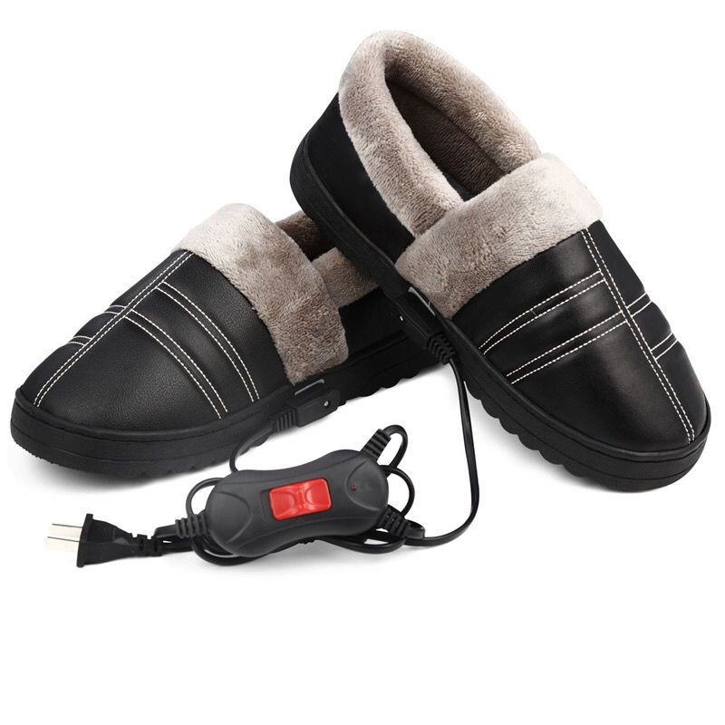 充电女靴电暖鞋可行走冬保暖鞋电热鞋加热鞋发热鞋插电暖脚宝收缩款黑
