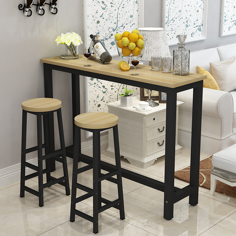 寻木匠靠墙吧台桌家用窗边桌长餐桌奶茶店高脚吧台桌椅组合长条桌窄