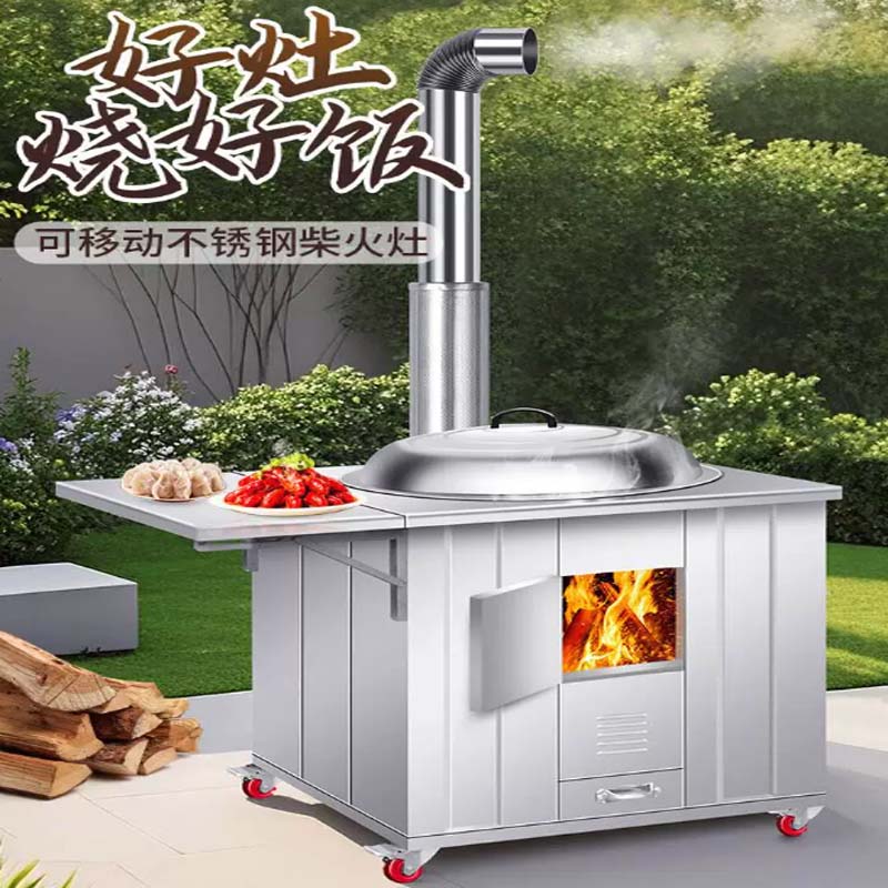 柴火灶 户外可移动90cm单灶+折叠板高清大图