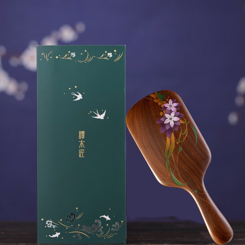 譚木匠 气垫气囊按摩梳风吟居家日用馈赠亲友实木护发柔软舒适高清大图