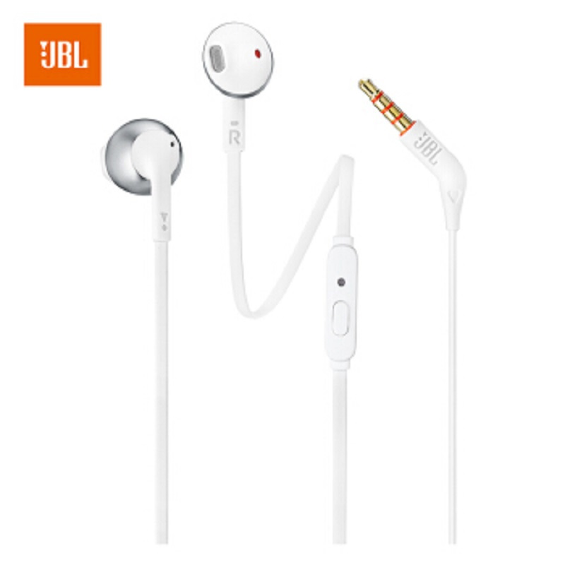 JBL 半入耳式耳机 T205 带麦可通话手机耳机 黑/银/金