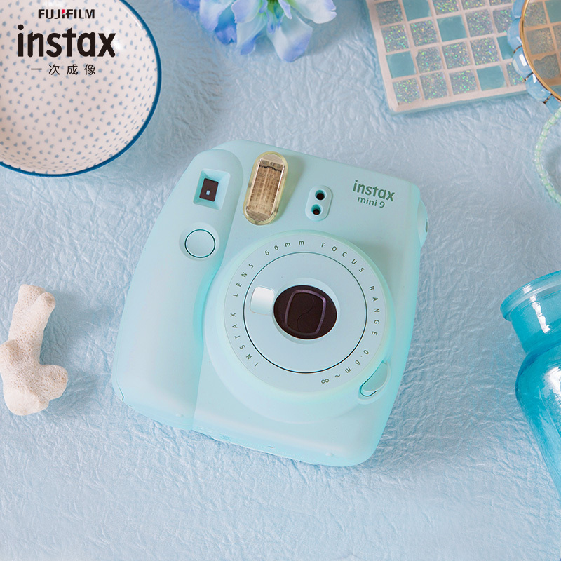 富士(FUJIFILM)INSTAX 立拍立得 一次成像胶片相机 mini9 冰霜蓝相机 套餐一(含10张相纸)