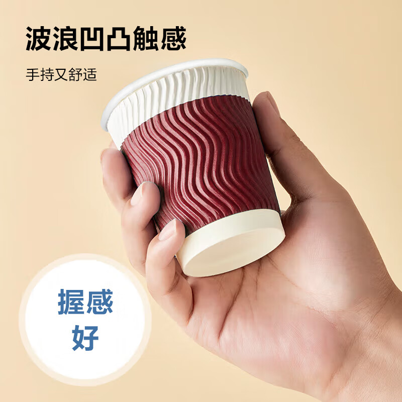 得力加厚三层一次性杯子纸杯办公咖啡居家防烫办公水杯高清大图