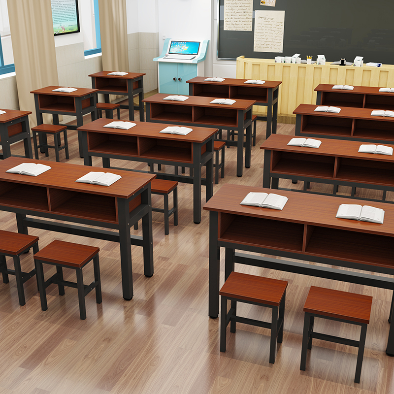 艺可恩学校课桌椅中小学生双层课桌辅导班培训桌补习班带抽屉课桌椅