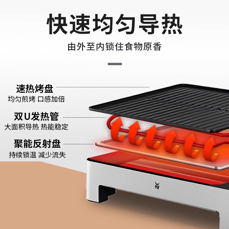 WMF德国福腾宝电烤炉烧烤炉烤肉机烤盘肉串机铁板烧煎肉家用小型(全棱面)高清大图