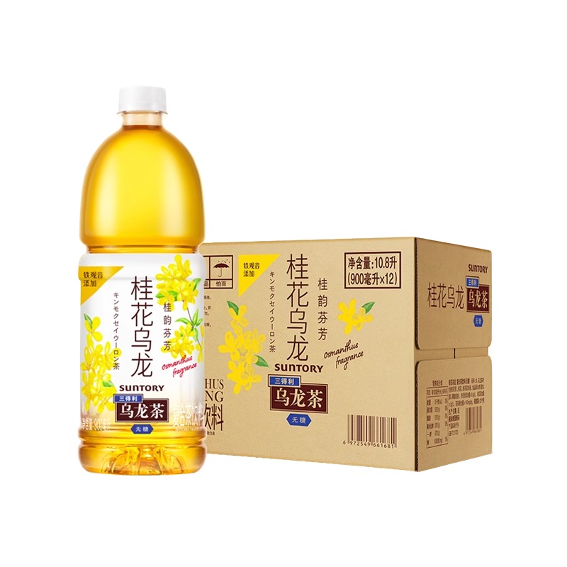 三得利无糖桂花乌龙茶900ml*12大瓶装0脂肪特级茶叶健康茶饮料高清大图
