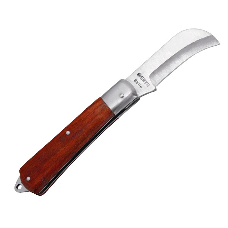 世达sata弯刃木柄电工刀电缆剥皮刀电线切割刀03110