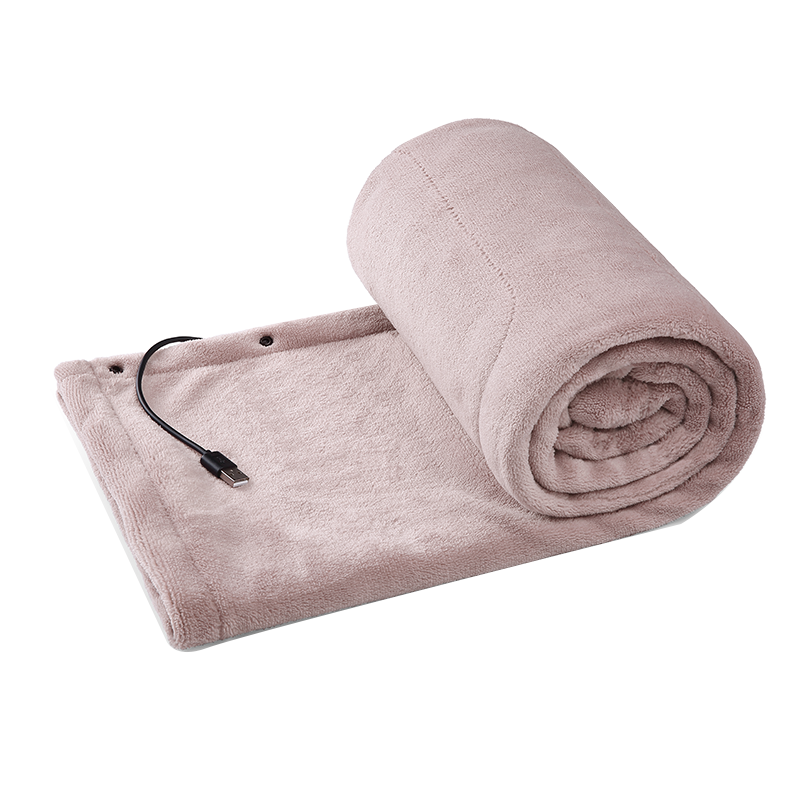 usb电热毯单人暖身披肩宿舍学生小功率不插电充电户外旅行车载米黄色