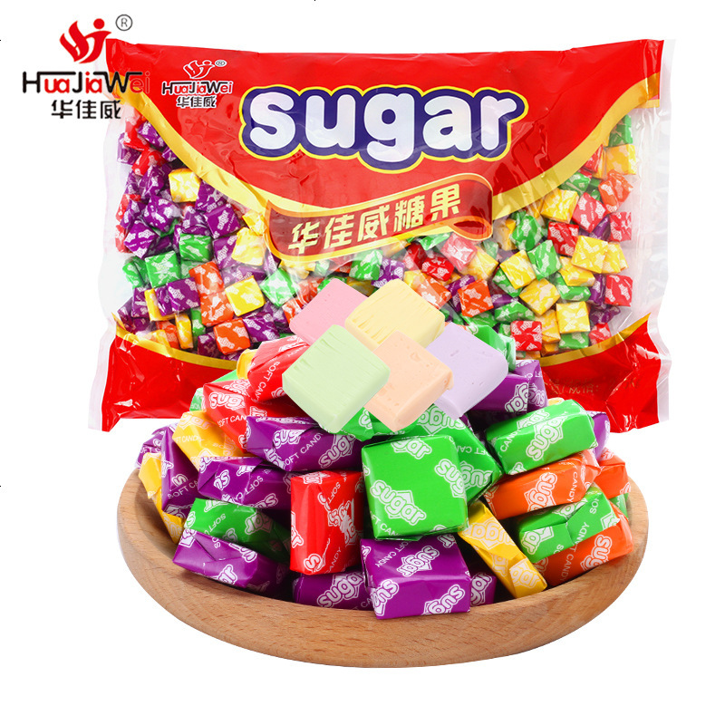 华佳威方块瑞士糖糖果散装批发混合水果味结婚喜糖网红食 500克(约120颗)