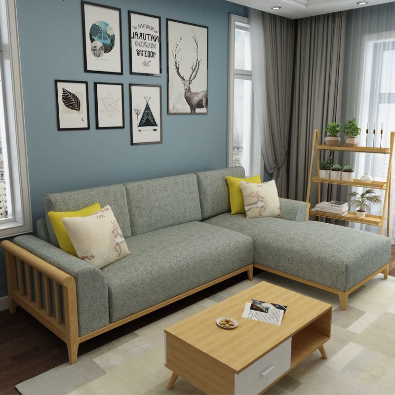 布艺沙发北欧沙发组合小户型客厅实木沙发图片