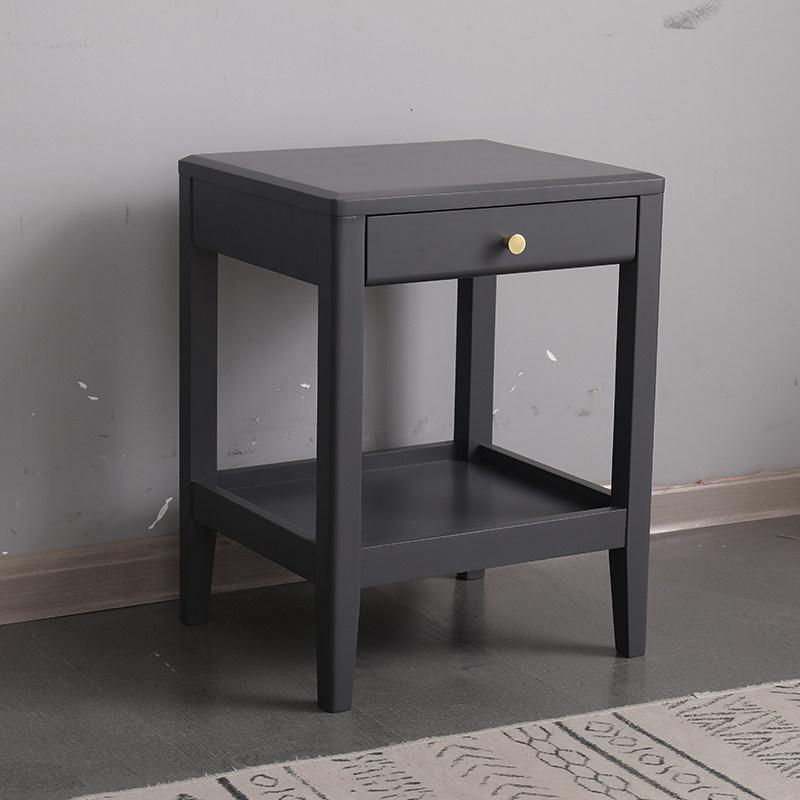 全实木沙发小边几客厅休闲小方桌多功能卧室床头柜家用小桌子 灰色送货到家