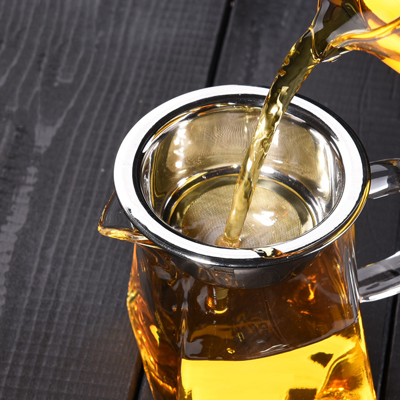 功夫茶具加厚公道杯耐热高温玻璃带茶漏茶海四方公杯过滤茶器-加厚方形360毫升(配玻璃龙把过滤)