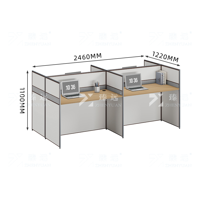 臻远 ZYGW-002职员桌办公桌屏风工作卡位对坐四人位高清大图