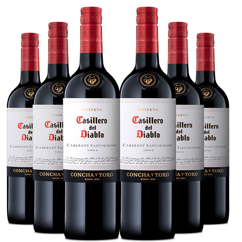 智利原瓶进口干红 Casillero del Diable 干露红魔鬼卡本妮苏维翁红葡萄酒 750ml*6 整箱装