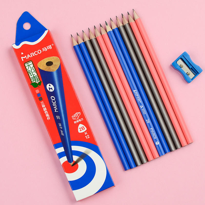 marco马可90022b三角铅笔12支盒3盒装素描铅笔绘图铅笔画画铅笔学生