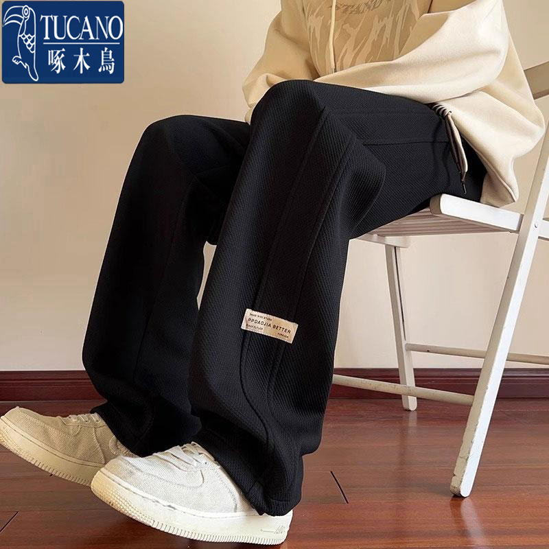 TUCANO啄木鸟男士休闲长裤秋冬季新款直筒运动卫裤宽松长裤子加绒高清大图