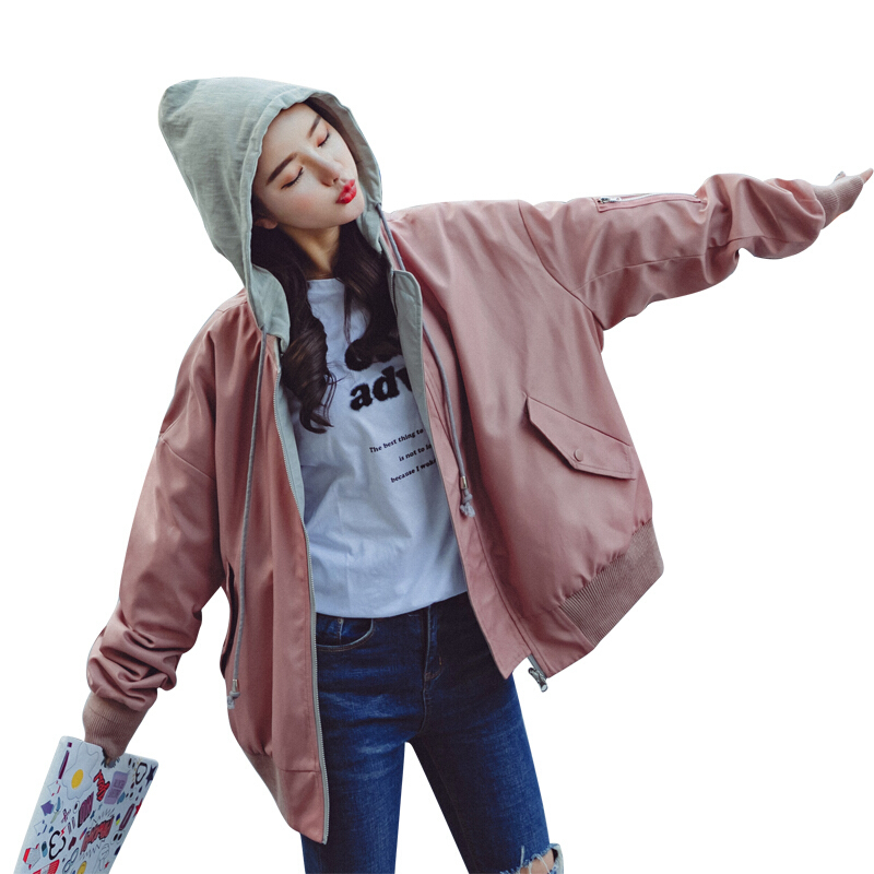 棒球服女春秋短款韩版学生bf原宿风宽松百搭两面穿小夹克外套图片色