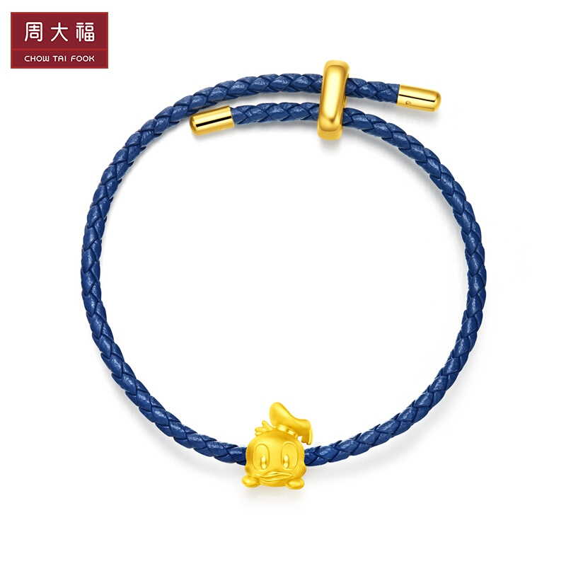 周大福 迪士尼经典系列 唐老鸭呆萌鸭头 定价足金金转运珠/吊坠/配绳