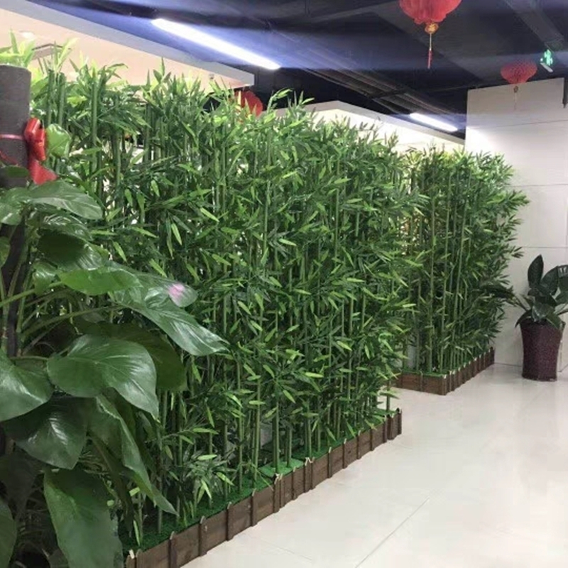 纳丽雅(Naliya)仿真竹子装饰假竹子隔断屏风加密 竹子室内仿真绿植物盆栽装饰 80厘米长底座+14根1.8米高竹子
