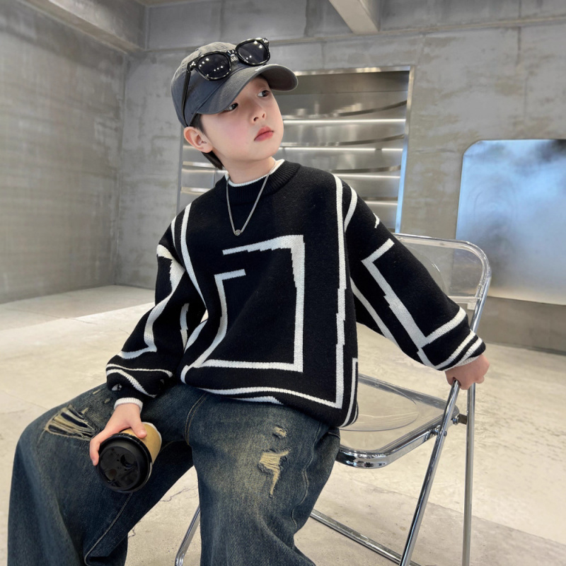 男童毛衣秋冬款新款儿童加厚中大童冬季男孩打底针织衫潮保暖