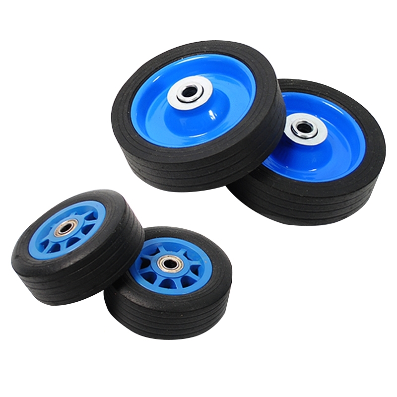 手拉车橡胶轮子轴承轮便携拉杆车轱辘行李拖车轮小拉车配件 中号轮子