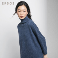 ERDOS 纯色半高领宽松七分袖纯羊绒女针织衫