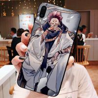 咒术回战周边苹果12手机壳X华为p40荣耀VIVO小米11三星五条悟OPPO W1宿傩大爷 经典磨砂黑软壳[联系客服备注