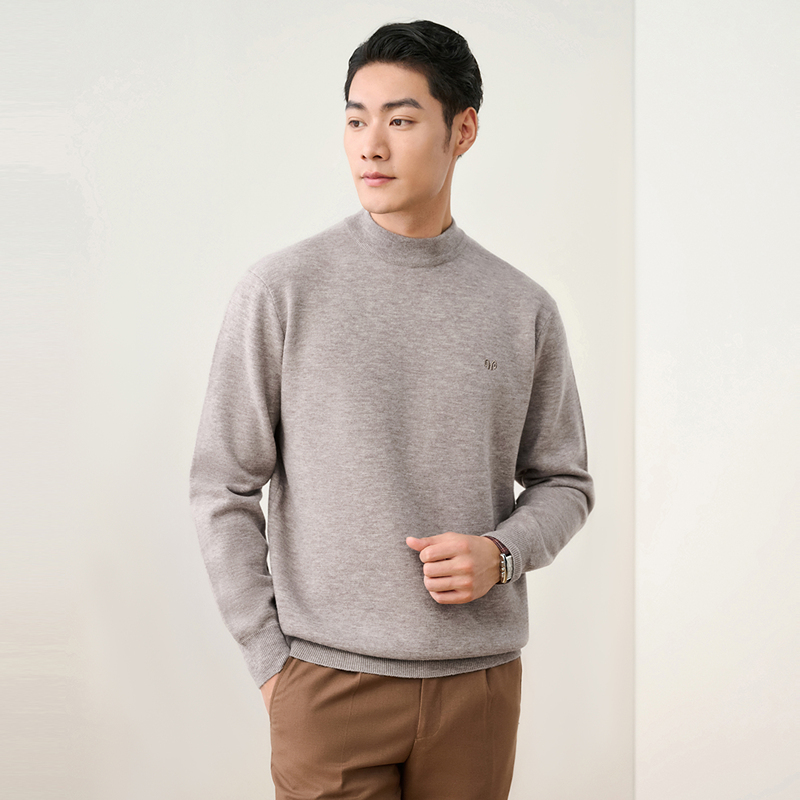 恒源祥羊毛衫男纯羊毛加厚冬季本命年大红色毛衣女打底情侣装