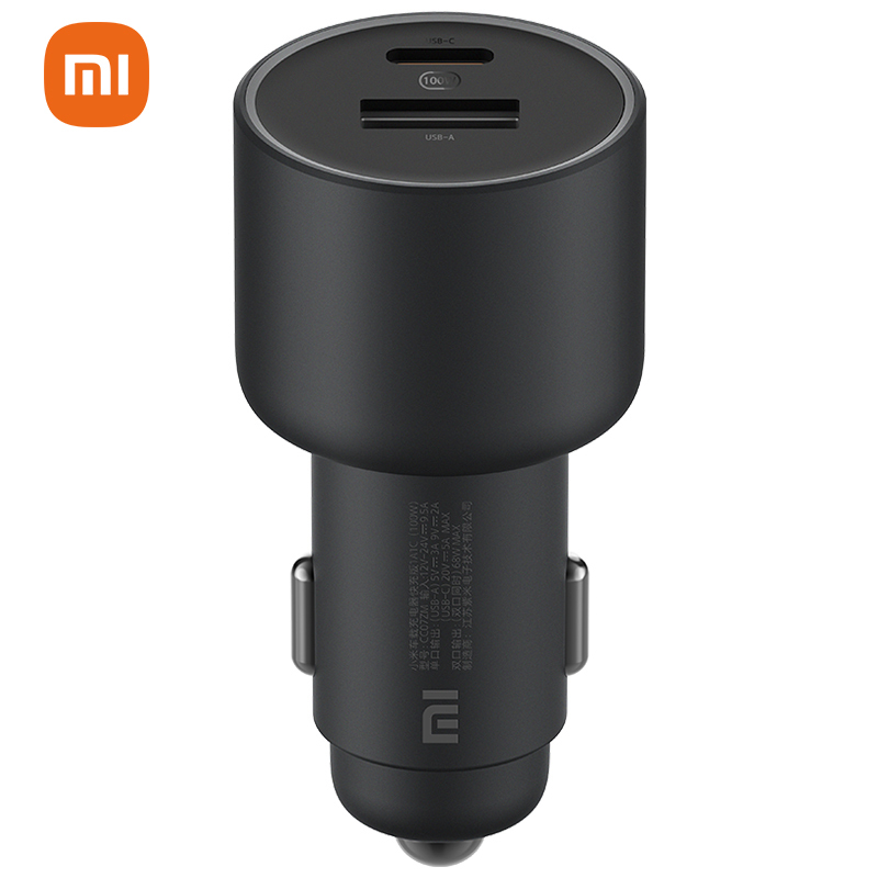 小米车载充电器快充版1A1C 100W 炫彩灯效支持5A大电流双口输出智能设备全兼容